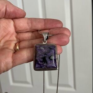 Silver Necklace with Purple Stone Pendant